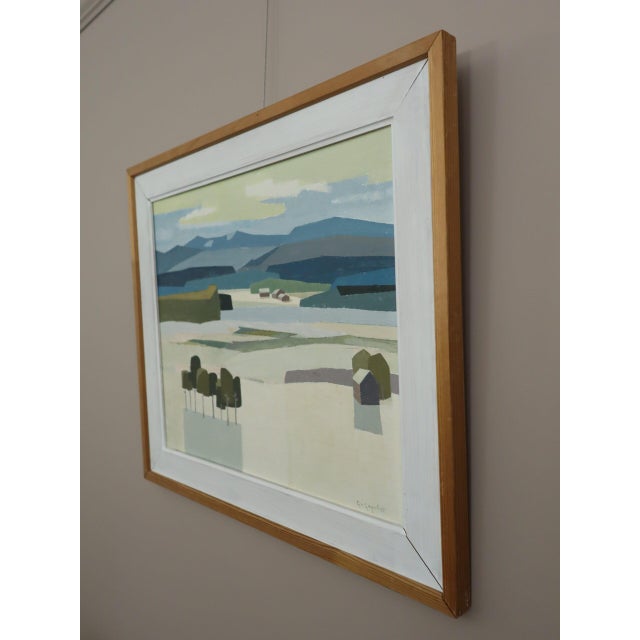 Mid 20th Century Mid-Century Modern 'Light Over the Valley' Swedish Original Semi-Abstract Landscape Oil Painting, Framed For Sale - Image 5 of 13