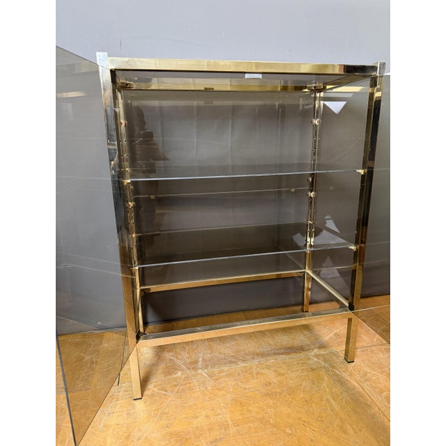 Brass and Smoked Glass Display Case, 1970s For Sale - Image 6 of 7