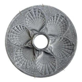 Colonial Yorker Pewtarex Oyster Plate With 6 Wells 9.5" Round Vintage Pewter For Sale