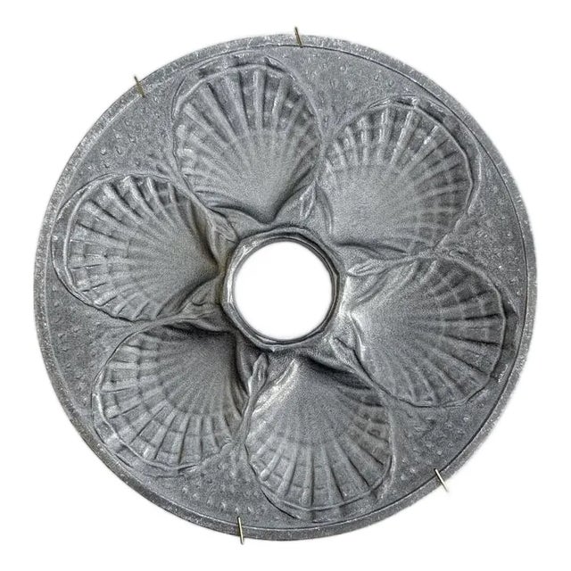 Colonial Yorker Pewtarex Oyster Plate With 6 Wells 9.5" Round Vintage Pewter For Sale