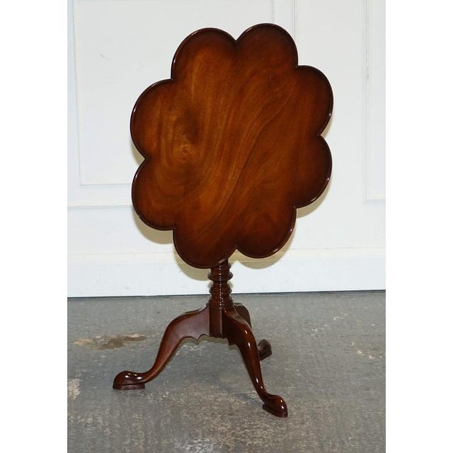 Antique Style Tilt Top Wine Side Table with Piecrust Top For Sale - Image 5 of 16