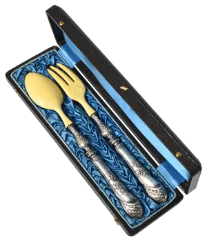 Antique Silver and Faux Ivory Salad Serving Set, 1890s, Set of 2