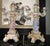 Pair of porcelain candelabras with angels and flowers, extremely detailed and colorful. Porcelain, from Germany. The mark...