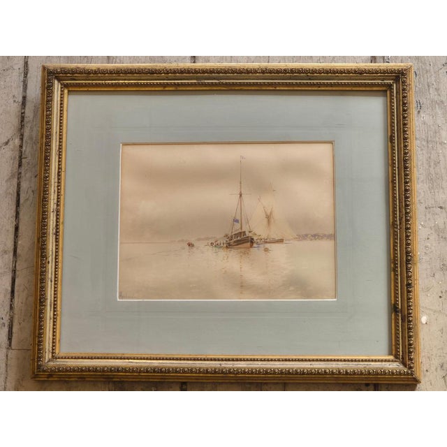Edoardo De Martino, Off the Isle of Wight, Watercolor, 1863, Framed For Sale - Image 13 of 18
