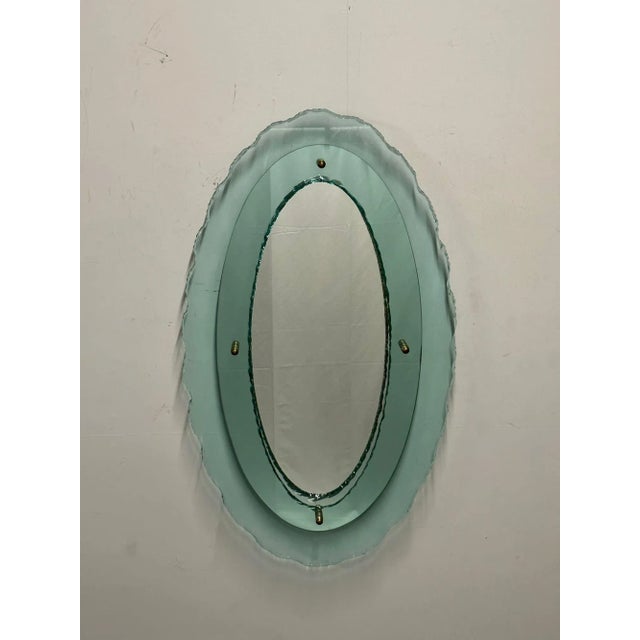 Italian Mid-Century Modern Fontana Arte Oval Glass Mirror or Plateau or Tray For Sale In New York - Image 6 of 12