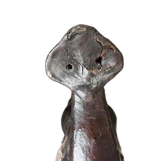 Monumental 47” Vintage Leather Elephant Sculpture – Distressed For Sale - Image 9 of 16