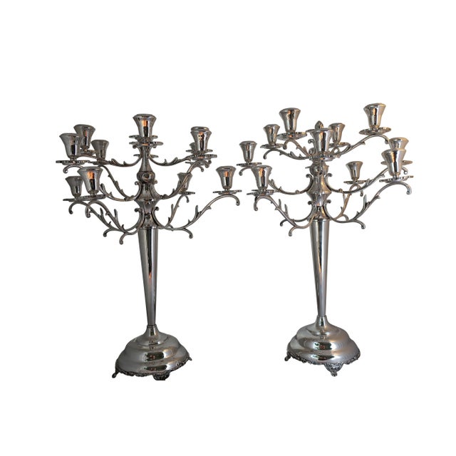19th Century Sterling Silver Twelve-Arm Candelabra - A Pair For Sale In Boston - Image 6 of 10