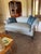 Vintage Antique Reproduction Chippendale Camelback Sofa Loveseat, newly reupholstered in a beautiful geometric textural...
