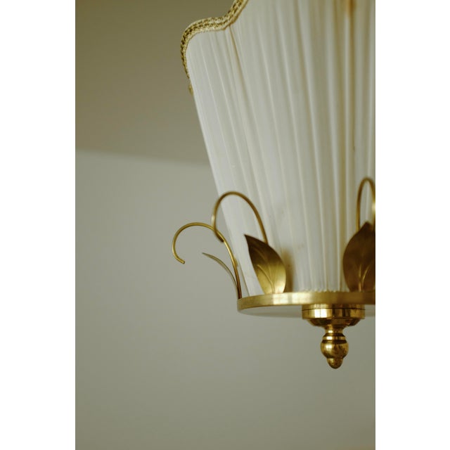 1940s Brass and Silk Pendant by E. Hansson & Co., Malmö, Sweden For Sale - Image 4 of 8