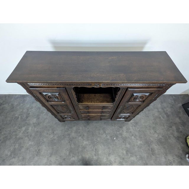Tall Oak Buffet in the style of Dudouyt For Sale - Image 3 of 9