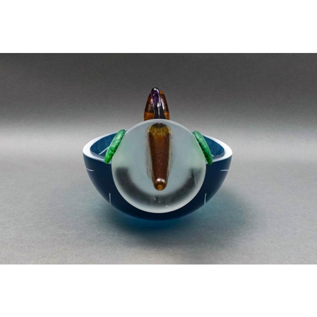 Pop Art Borowski Glasstudio Poland Signed Large Studio Art Glass Ente Bird Bowl 1990 For Sale - Image 3 of 9