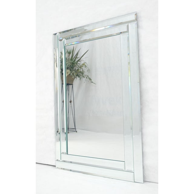 Bevelled Mirror 24x36 Frame Studio Made c1970s Wall Mirror MINT For Sale - Image 6 of 8