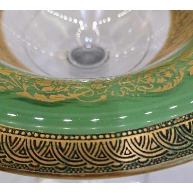 Green Art Deco 1930s Bohemian Green & Gold Compote, Moser Style For Sale - Image 8 of 11