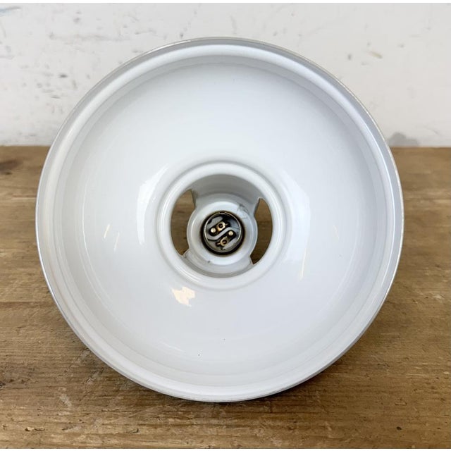 Vintage Industrial Beige Painted Ceiling Lamp For Sale - Image 11 of 17