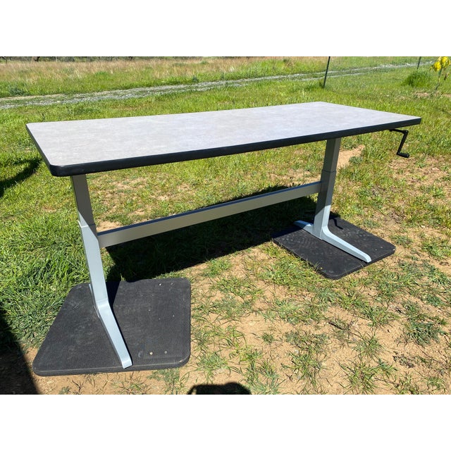 Hand Crank Adjustable Height Desk Table Chairish