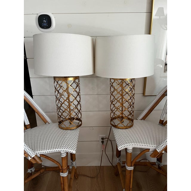 1990s Quatrefoil Drum Table Lamps - a Pair For Sale - Image 10 of 10