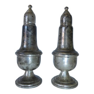 Vintage Empire Sterling Silver Weighted Salt & Pepper Shakers - a Pair For Sale