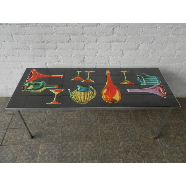 Vintage Tile Table with 40 Tiles and Decoration, 1960s For Sale - Image 8 of 18