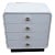 Small White Formica Chest of 4 Drawers with Silver Shell Handles & Black Base, 1970s For Sale