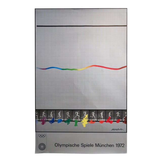 1972 Munich Olympics Poster - Shusaka Arakawa - Silver Olympic Runners For Sale