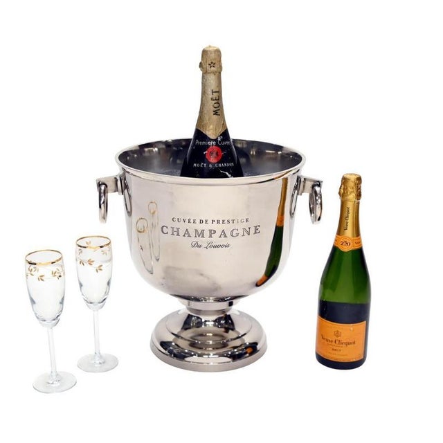 French Silver-Plated Cuvee Champagne Cooler For Sale - Image 3 of 10