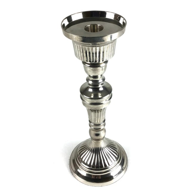 Metal Maitland Smith Silver Tone Candle Holder For Sale - Image 7 of 7