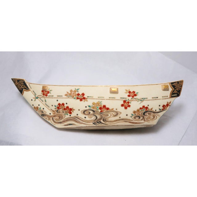 Satsuma Late 19th Century Japanese Satsuma Boat, Meiji Period For Sale - Image 4 of 8