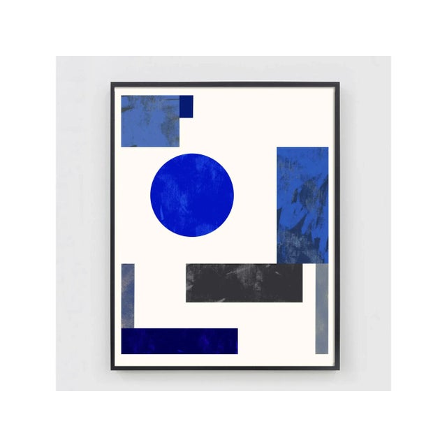 Mid-Century Modern Mid-Century Geometric Collage in Blue and Gray For Sale - Image 3 of 6