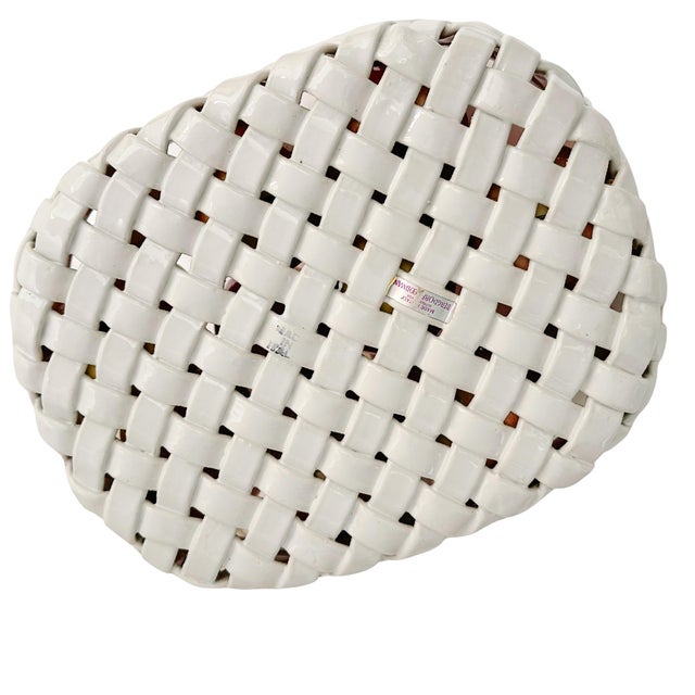 Vintage Bergdorf Goodman Italian Glazed Ceramic Apple Basket Centerpiece For Sale - Image 11 of 12