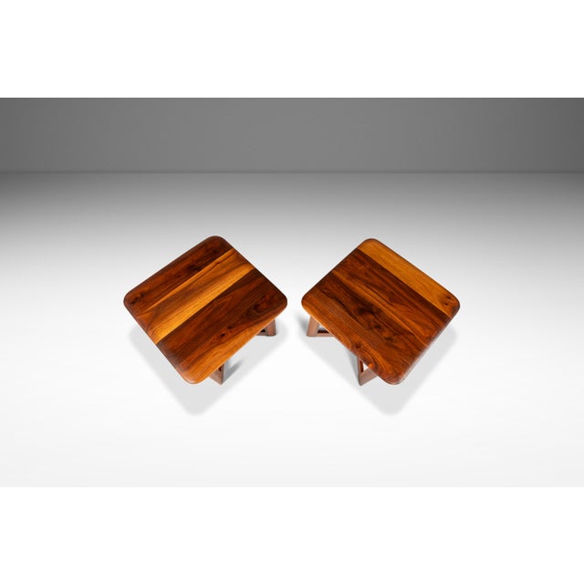 Introducing an incredibly rare set of pristine end tables designed by the influential John Keal for the highly sought-...