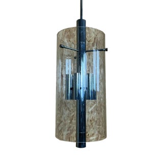 Large Glass and Chrome Chandelier Pendant Lamp from Limburg For Sale