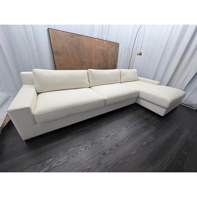 Rh Modena Track Arm Right-Arm Chaise Sectional – Performance Linen Weave in Natural For Sale In Columbus - Image 6 of 18