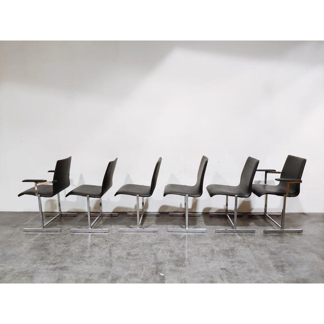 Vintage Chrome Dining Chairs by Rudi Verelst, 1970s, Set of 6 For Sale - Image 9 of 13