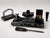 A striking and complete Swedish Art Deco desk set in richly veined black marble, dating from the 1930s. This refined...
