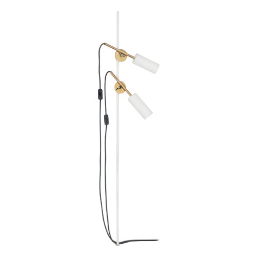 Stav Two Arms Floor Lamp in White Brass by Johan Carpner for Konsthantverk For Sale