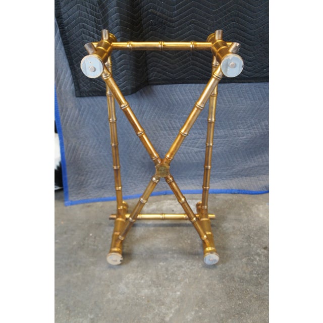 Ornamental & Decorative Materials Late 20th Century Vintage Hollywood Regency Gold Faux Bamboo Coffee Cocktail Table Base For Sale - Image 7 of 8