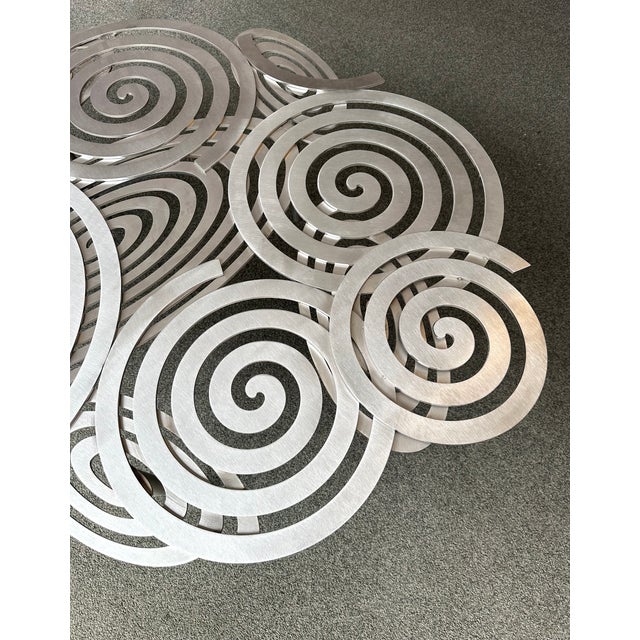 Silver Contemporary Stainless Steel Spiral Coffee Table by Antonio Cagianelli, Italy For Sale - Image 8 of 12