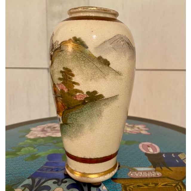 1970s Japanese Satsuma Pottery Vase For Sale - Image 4 of 8