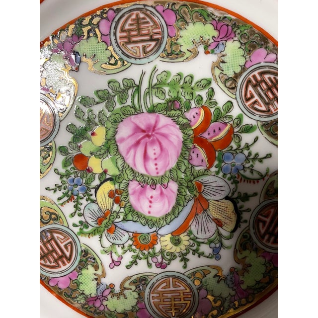 Ceramic 1970s Chinese Famille Rose Mun Shou Porcelain Dinner Service for 8 — 20 Pieces For Sale - Image 7 of 11