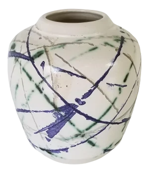 80s Vintage Signoule Abstract Design Art Ceramic Vase