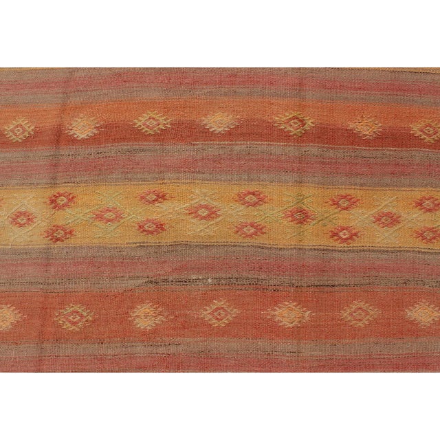 Terra Cotta Keivan Woven Arts, En-140546, Vintage Mid-Century Turkish Kilim Rug - 5′7″ × 8′8″ For Sale - Image 8 of 11