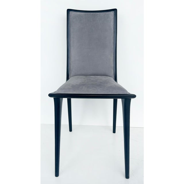 Modern Annibale Colombo Lacquered Suede Dining Chairs- Set of 6 For Sale - Image 3 of 12
