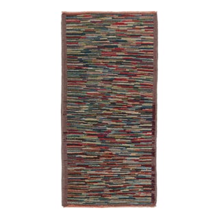 1950s Vintage Turkish Burdur Rug With Polychromatic Striae Patterns For Sale