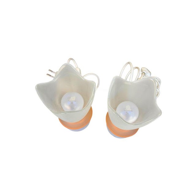 Vintage Table Lamps in Frosted Glass by Villeroy and Boch, 1990s, Set of 2 For Sale - Image 6 of 7