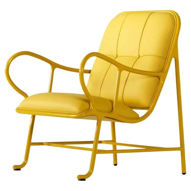 Not Yet Made - Made To Order Yellow Gardenias Armchair with High-Gloss Leather Finish by Jaime Hayon For Sale - Image 5 of 5