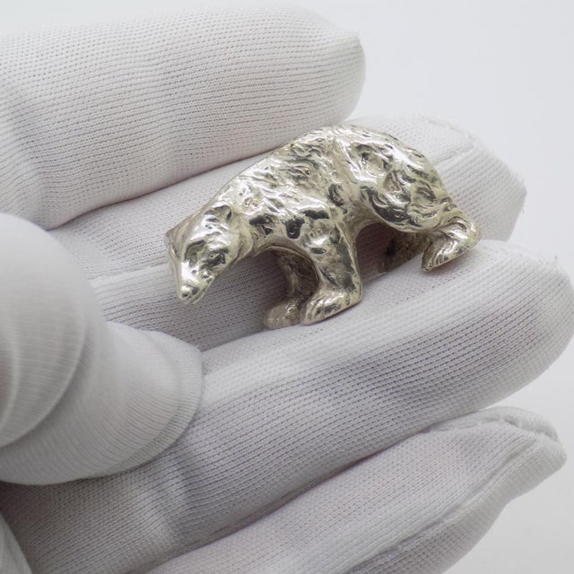 Vintage miniature sculpture with a nordic inspired charm, depicting a polar bear, handcrafted in italy between the 1970s...