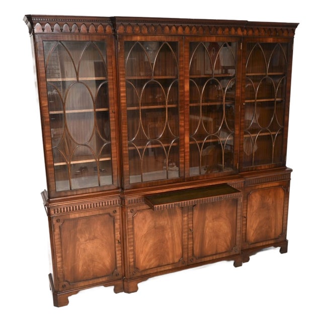 Antique Georgian Breakfront Bookcase, 1950s For Sale