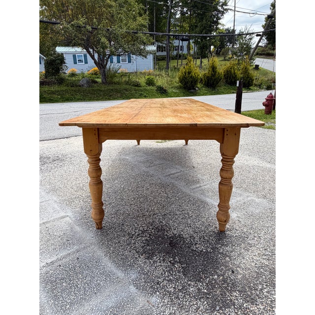Wood Custom Made Pine Harvest Table For Sale - Image 7 of 11