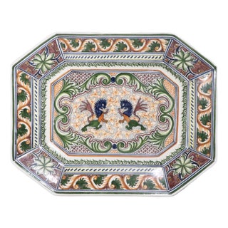Mid 20th Century Spanish Revival Decorative Real Ceramica Platter Made in Portugal For Sale