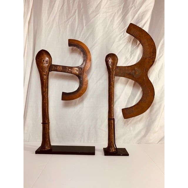 African Ceremonial Copper Axes on Custom Stands a Pair Chairish